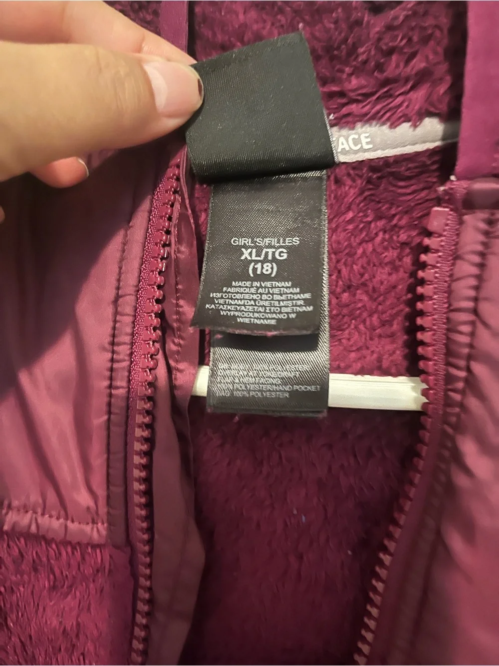 The North Face Plum Fleece Full-Zip Hoodie, Girls XL